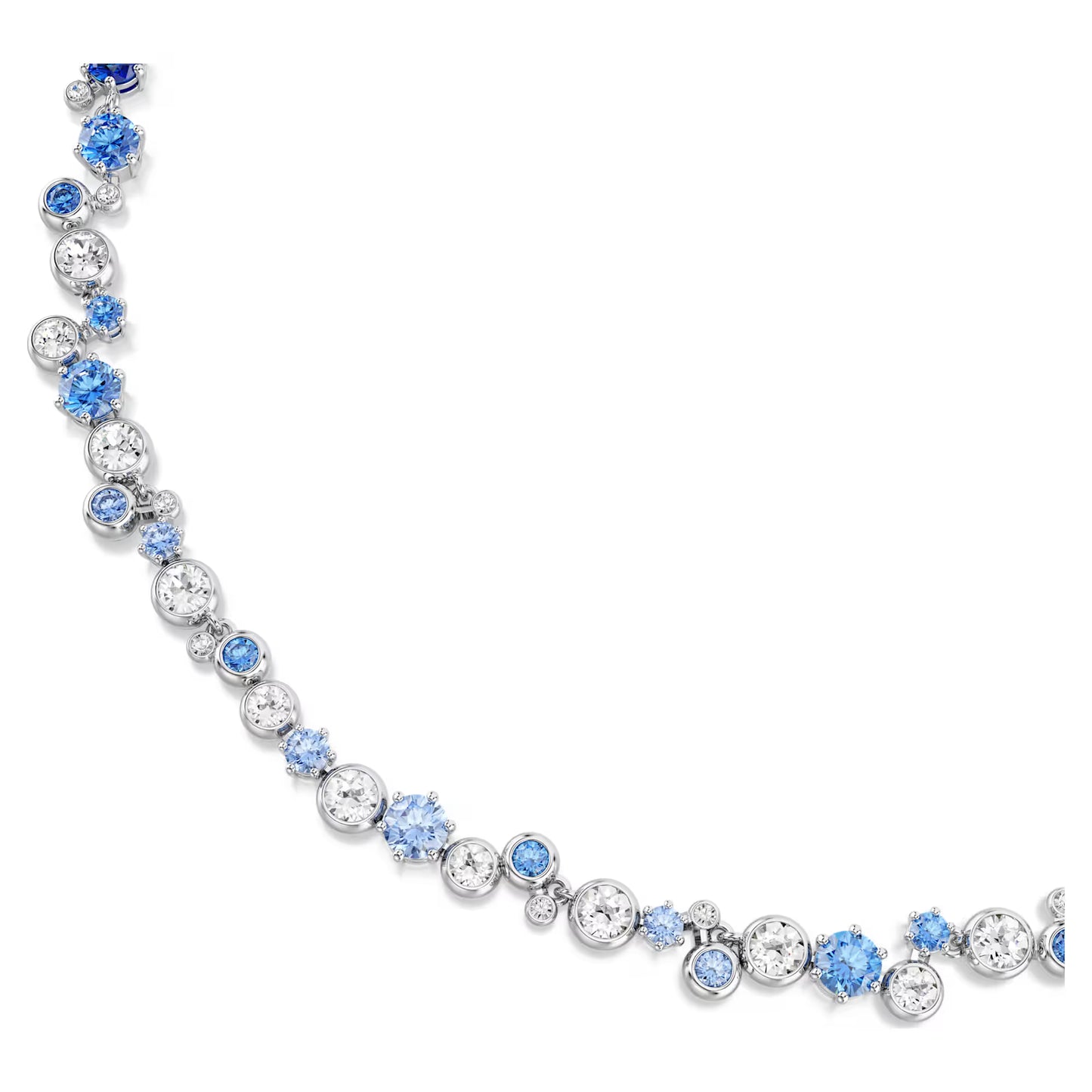 Constella necklace, Mixed cuts, Blue, Rhodium plated