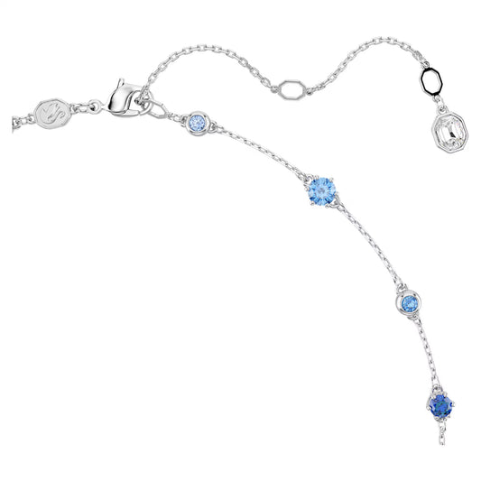 Constella necklace, Mixed cuts, Blue, Rhodium plated