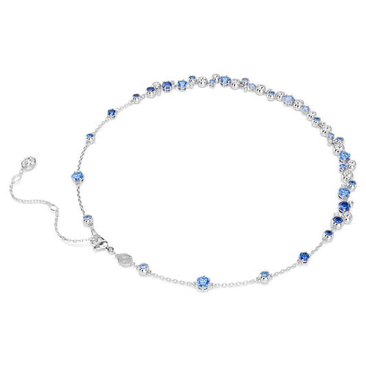 Constella necklace, Mixed cuts, Blue, Rhodium plated