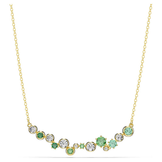 Constella necklace, Mixed cuts, Green, Gold-tone plated