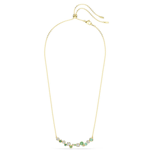 Constella necklace, Mixed cuts, Green, Gold-tone plated