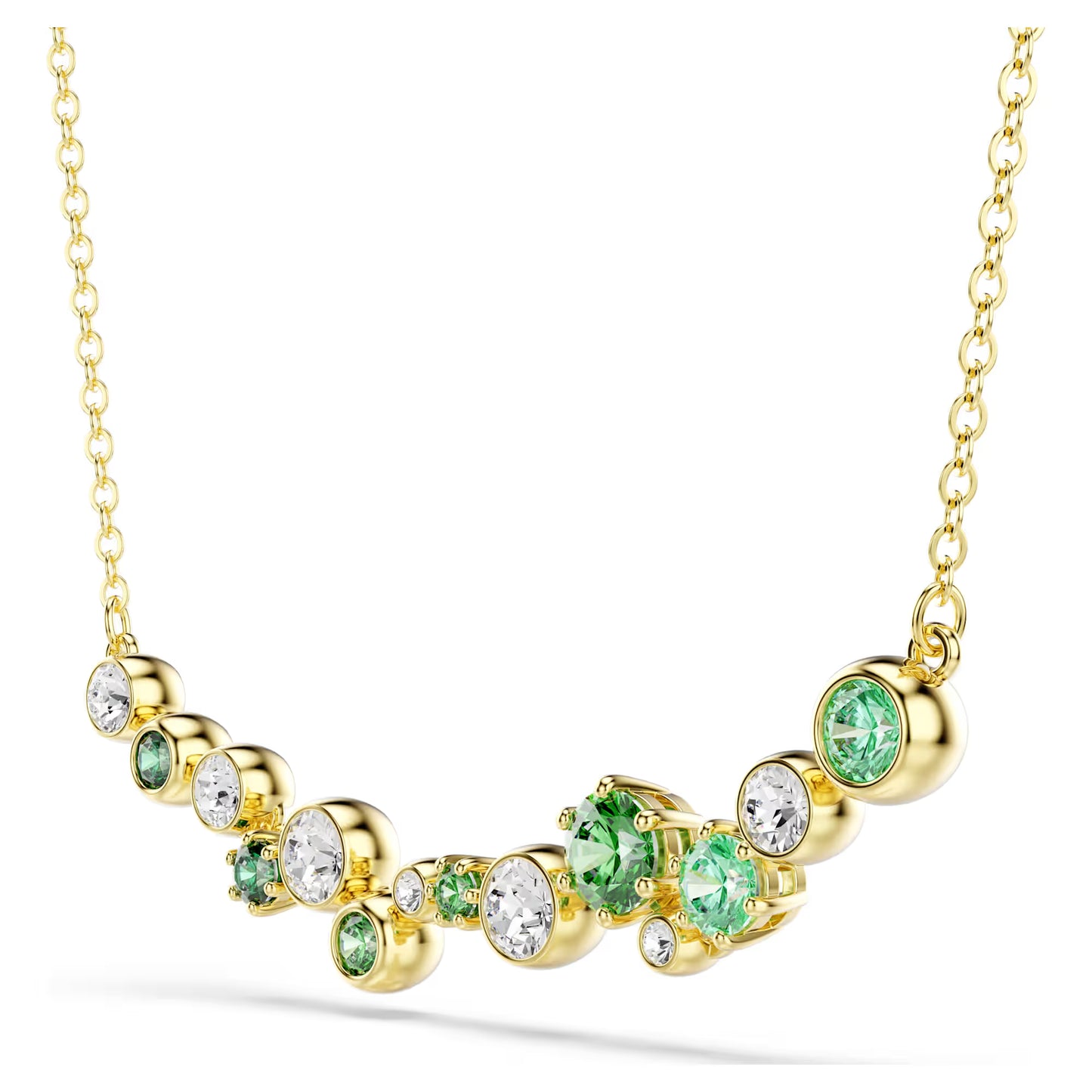 Constella necklace, Mixed cuts, Green, Gold-tone plated