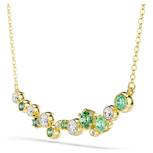 Constella necklace, Mixed cuts, Green, Gold-tone plated