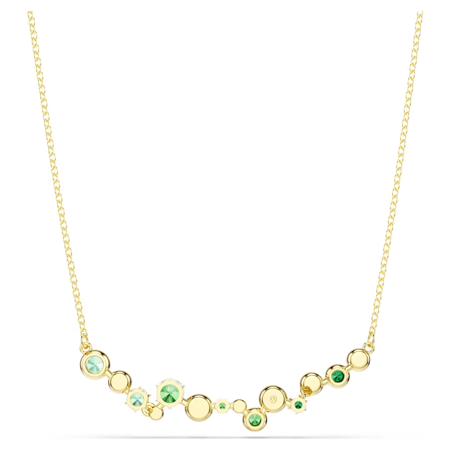 Constella necklace, Mixed cuts, Green, Gold-tone plated