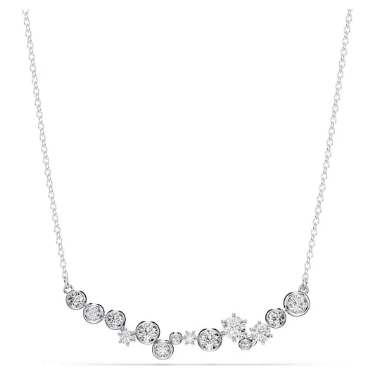 Constella necklace, Mixed cuts, White, Rhodium plated