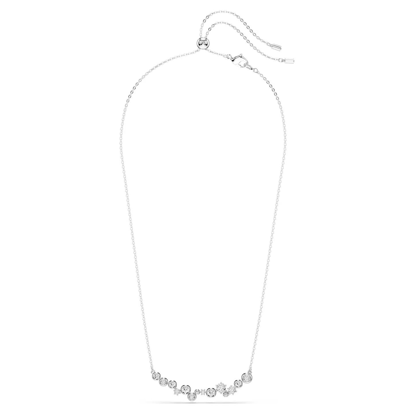 Constella necklace, Mixed cuts, White, Rhodium plated