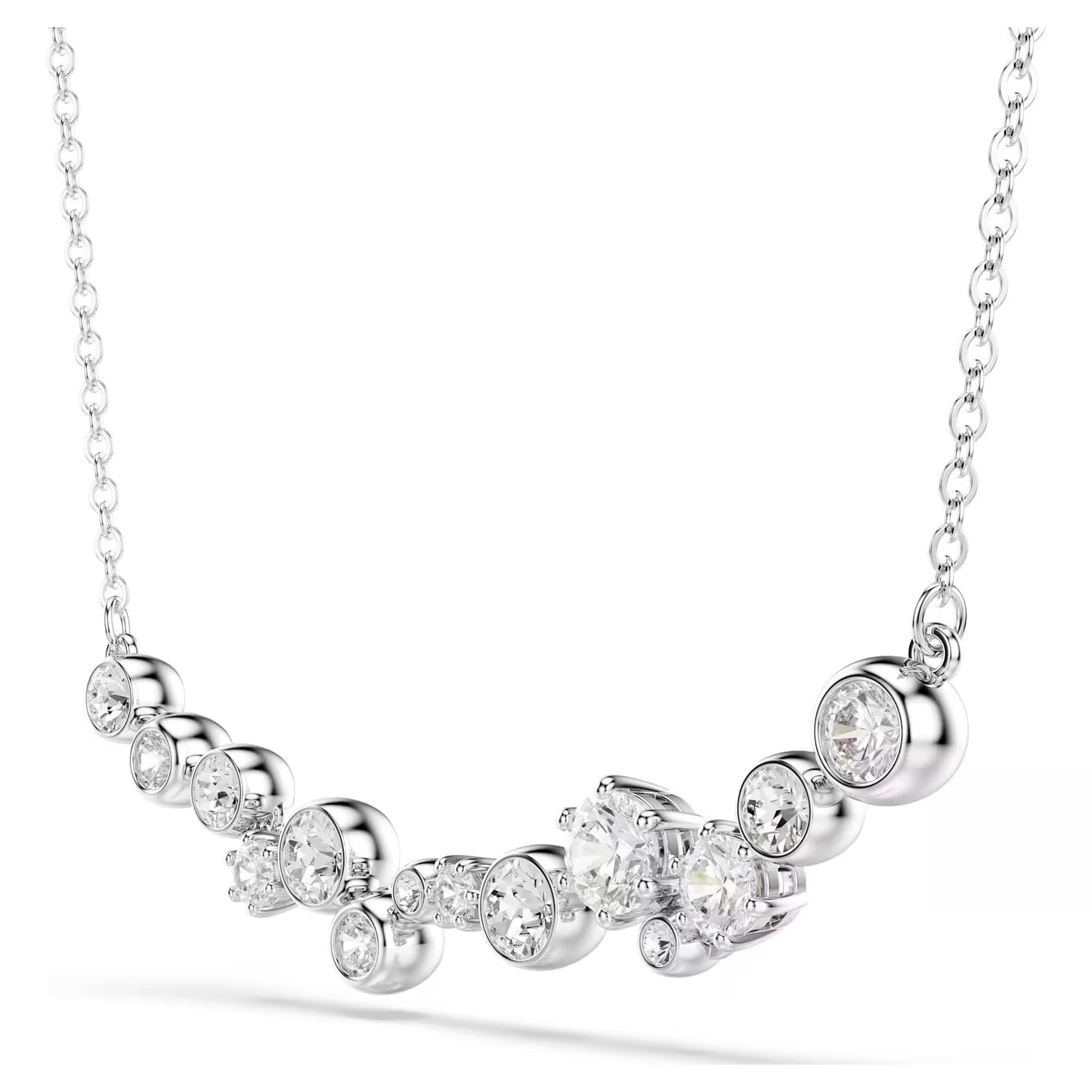 Constella necklace, Mixed cuts, White, Rhodium plated