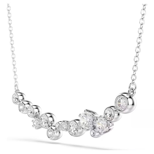Constella necklace, Mixed cuts, White, Rhodium plated