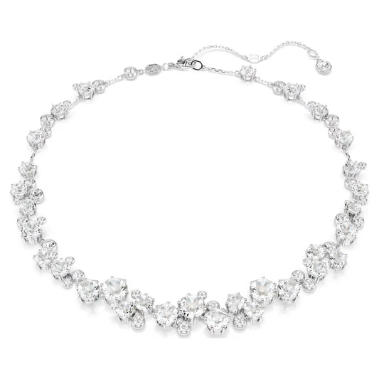 Constella necklace, Round cut, White, Rhodium plated