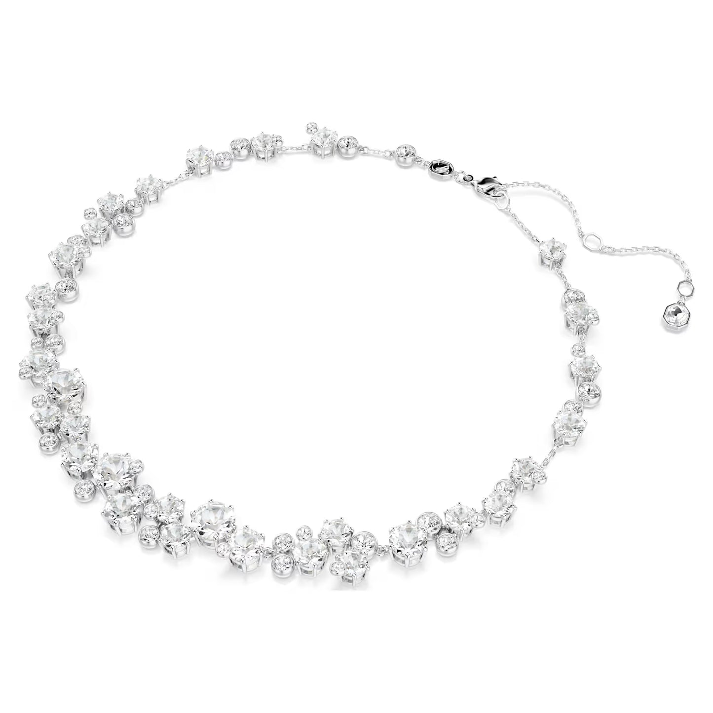 Constella necklace, Round cut, White, Rhodium plated