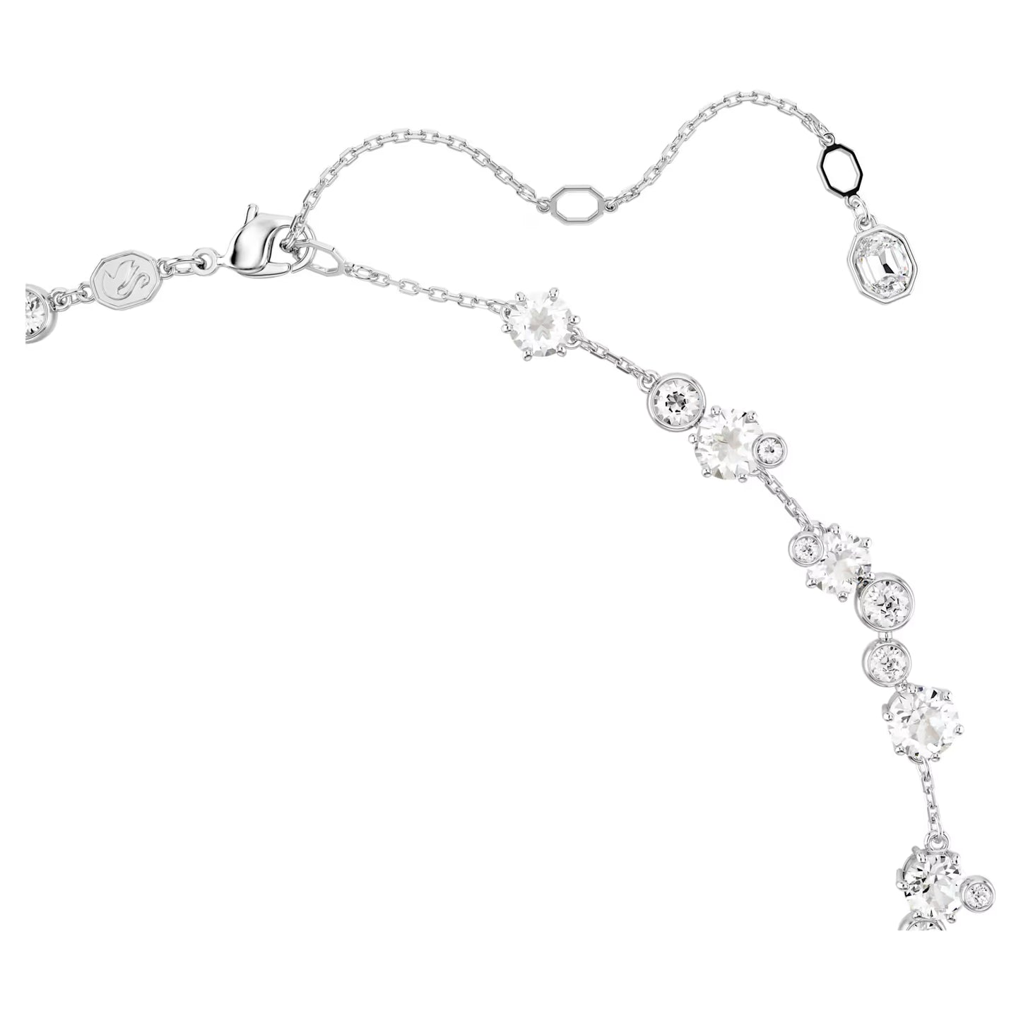 Constella necklace, Round cut, White, Rhodium plated