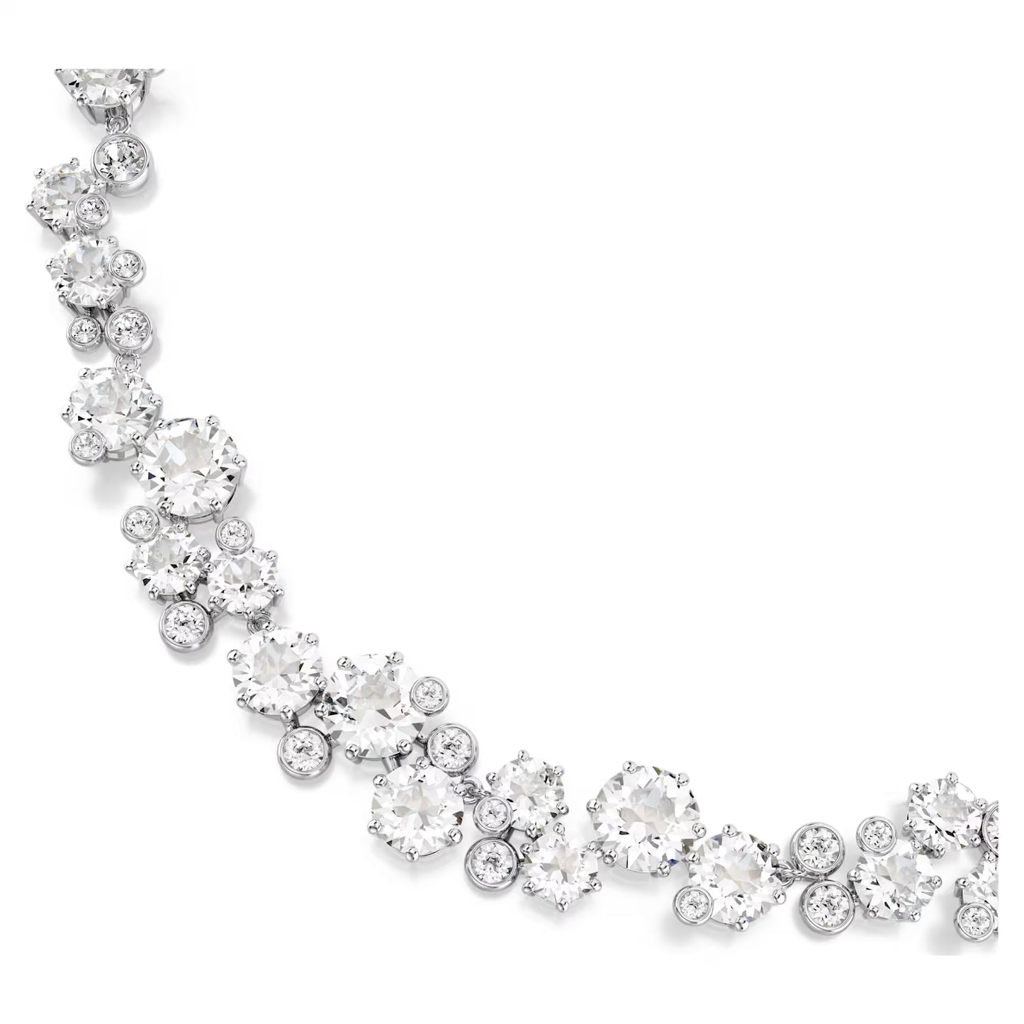 Constella necklace, Round cut, White, Rhodium plated