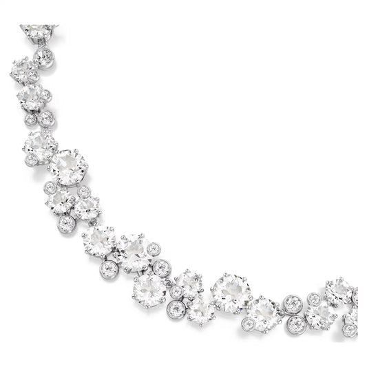 Constella necklace, Round cut, White, Rhodium plated