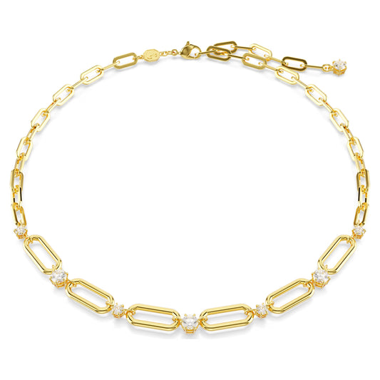 Dextera necklace, White, Gold-tone plated