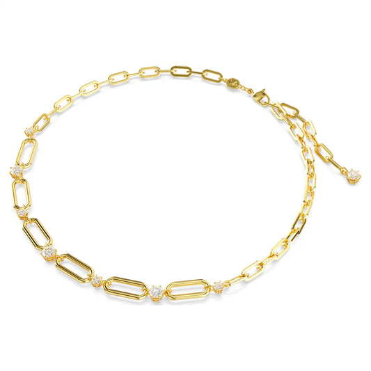 Dextera necklace, White, Gold-tone plated
