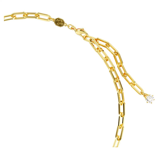 Dextera necklace, White, Gold-tone plated