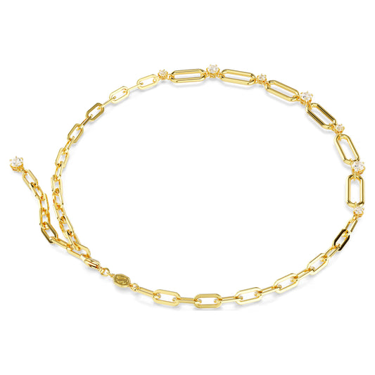 Dextera necklace, White, Gold-tone plated