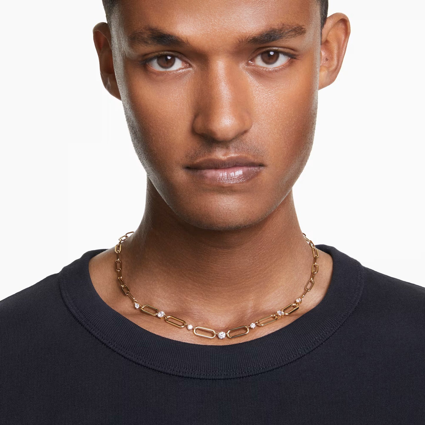 Dextera necklace, White, Gold-tone plated