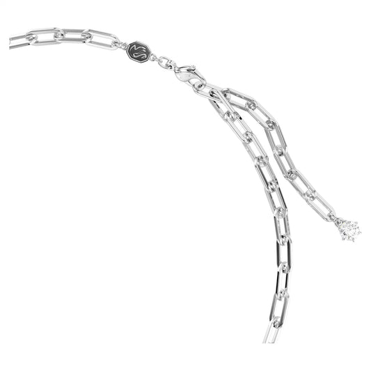 Dextera necklace, White, Rhodium plated