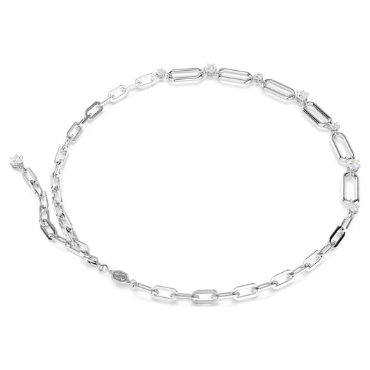 Dextera necklace, White, Rhodium plated