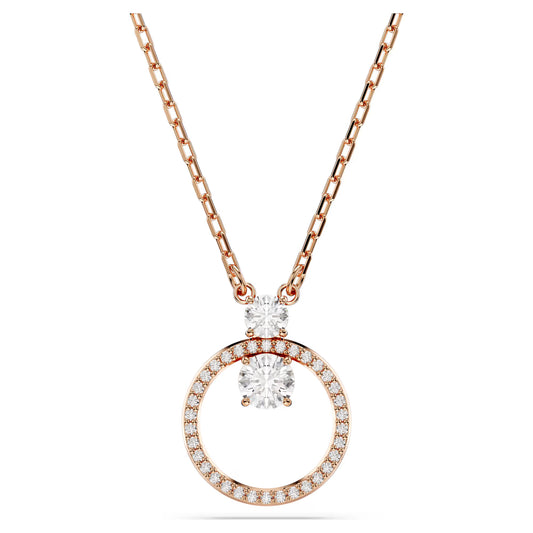 Constella pendant, Pavé, Round cut, White, Rose