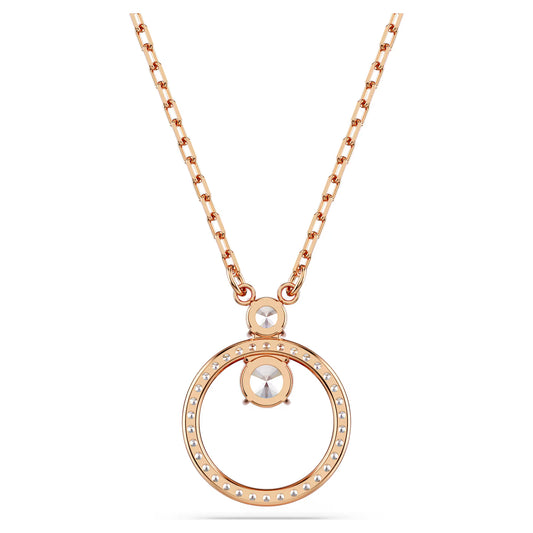 Constella pendant, Pavé, Round cut, White, Rose