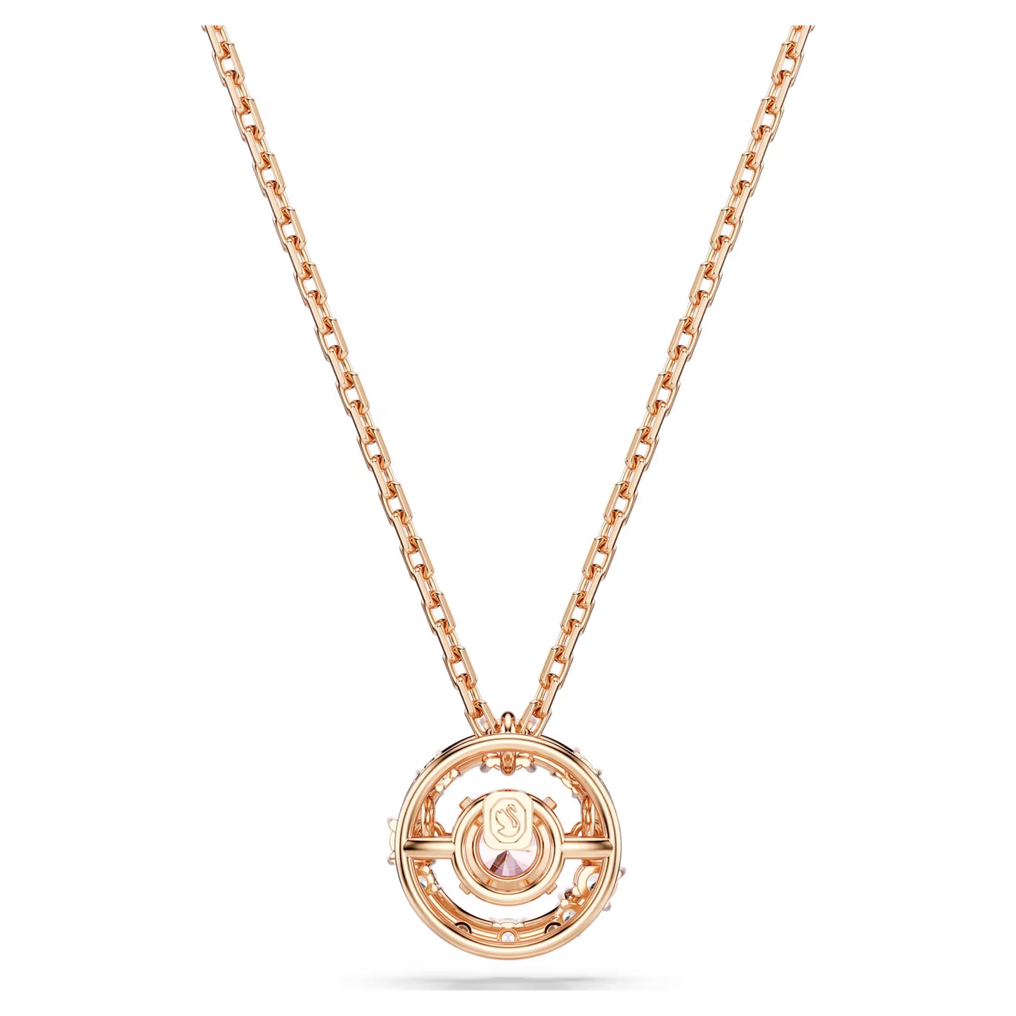 Constella pendant, Round cut, Dancing stone, Pink, 18K rose gold finish