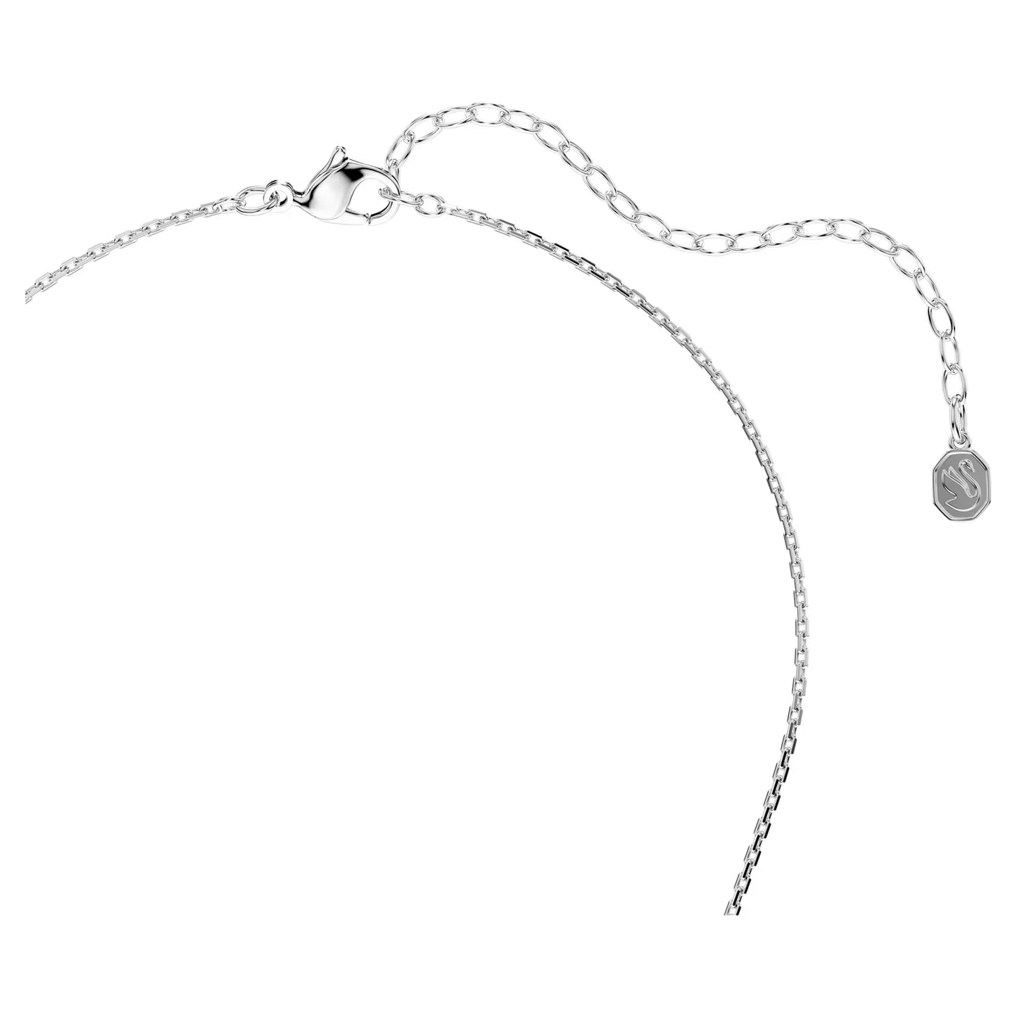 Constella pendant, Round cut, Dancing stone, White, Rhodium plated