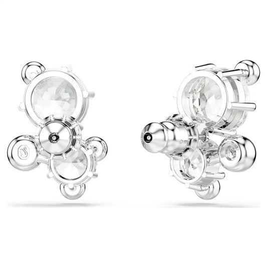 Constella stud earrings, Round cut, White, Rhodium plated