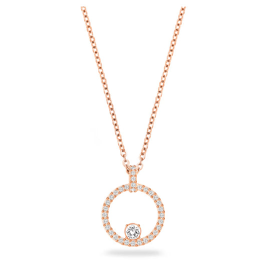 Creativity pendant Circular, White, Rose-gold tone
