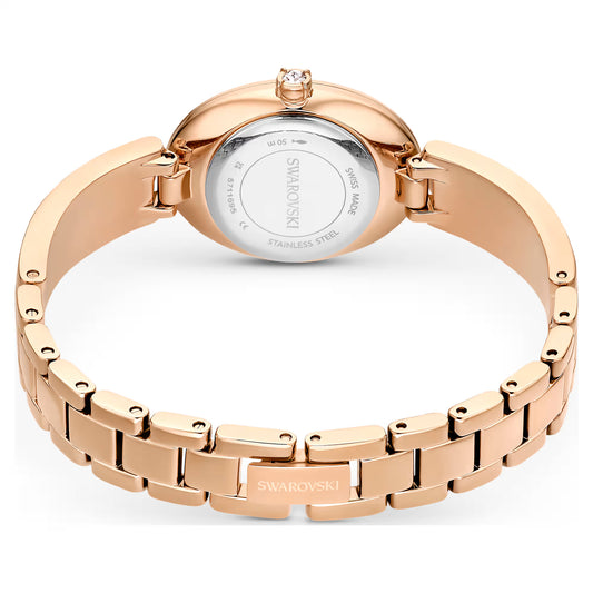 Crystal Rock Oval watch, Swiss Made, Crystal bracelet, Grey, Rose gold-tone finish