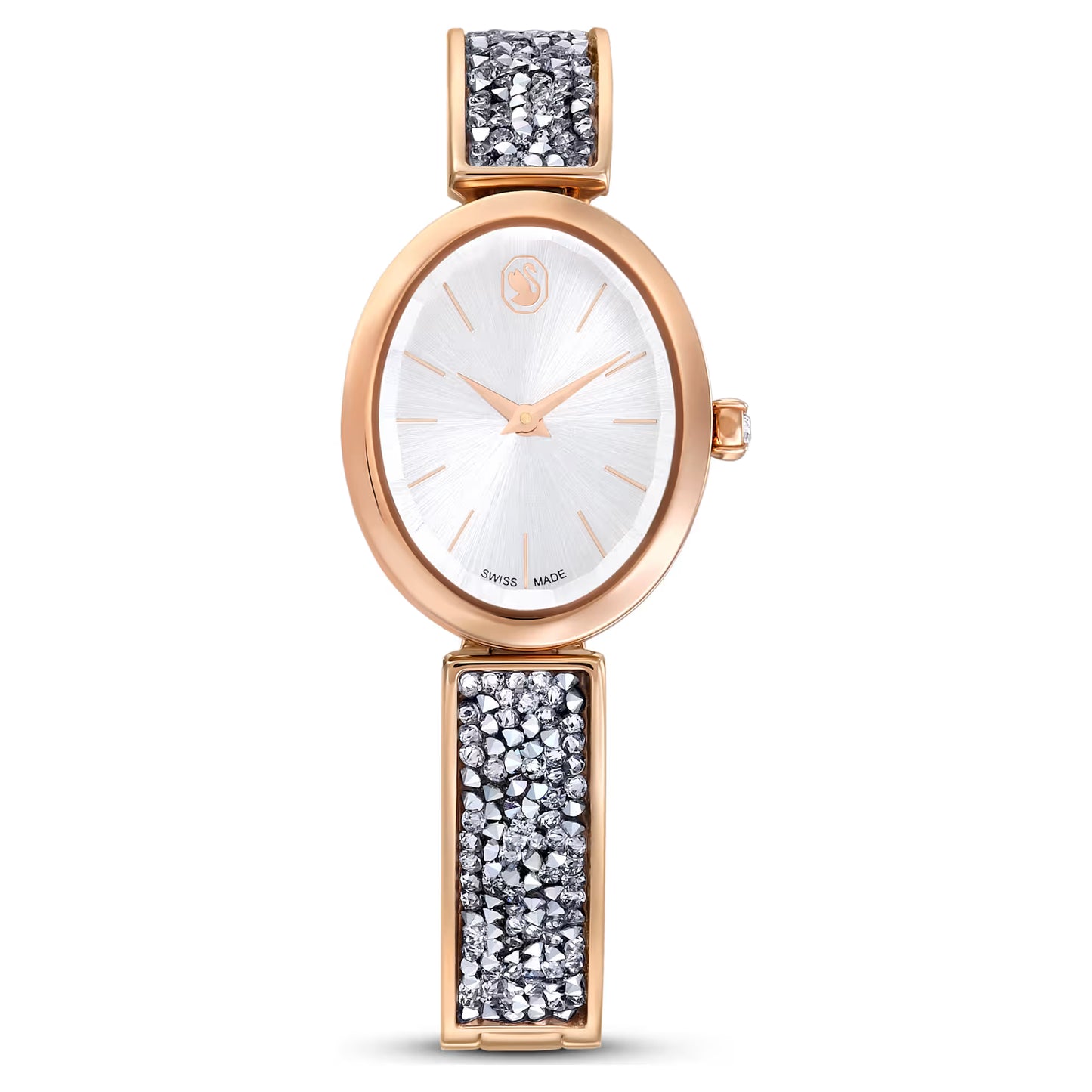 Crystal Rock oval watch, Swiss Made, Crystal bracelet, Rose gold tone, Rose gold-tone finish