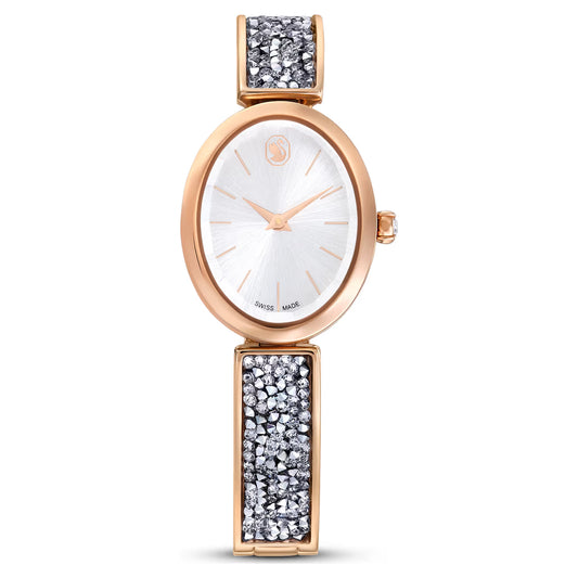 Crystal Rock oval watch, Swiss Made, Crystal bracelet, Rose gold tone, Rose gold-tone finish