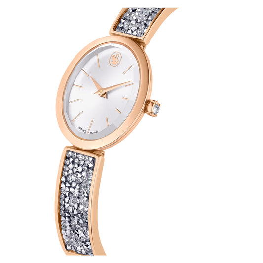 Crystal Rock oval watch, Swiss Made, Crystal bracelet, Rose gold tone, Rose gold-tone finish