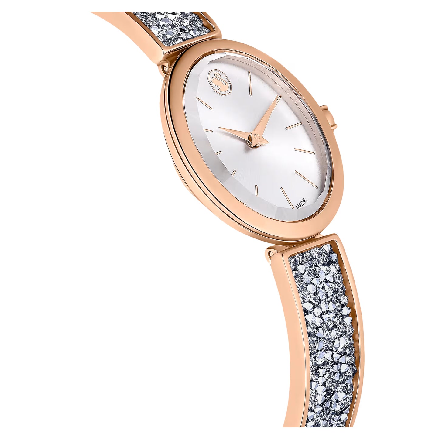 Crystal Rock oval watch, Swiss Made, Crystal bracelet, Rose gold tone, Rose gold-tone finish