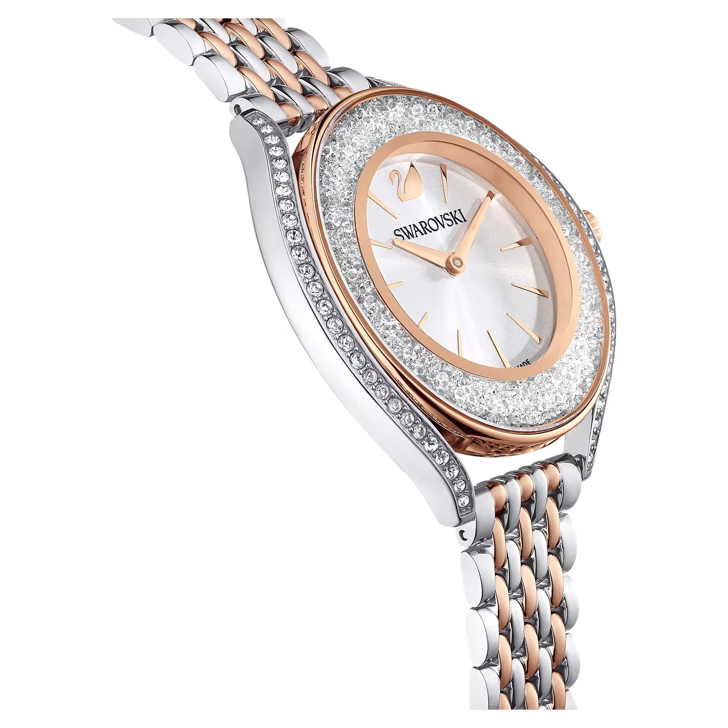 Crystalline aura watch, Swiss Made, Metal bracelet, Rose gold tone, Mixed metal finish