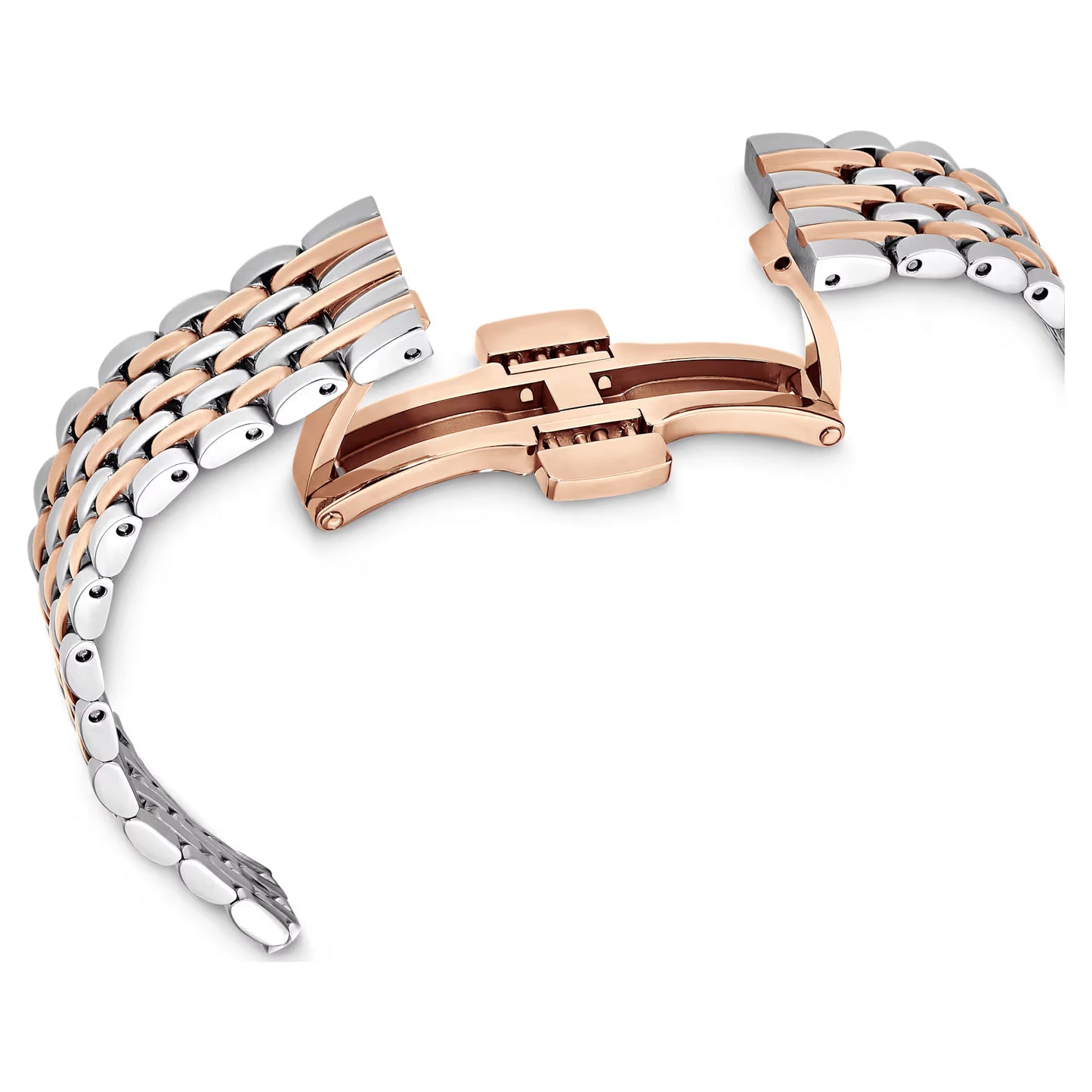 Crystalline aura watch, Swiss Made, Metal bracelet, Rose gold tone, Mixed metal finish