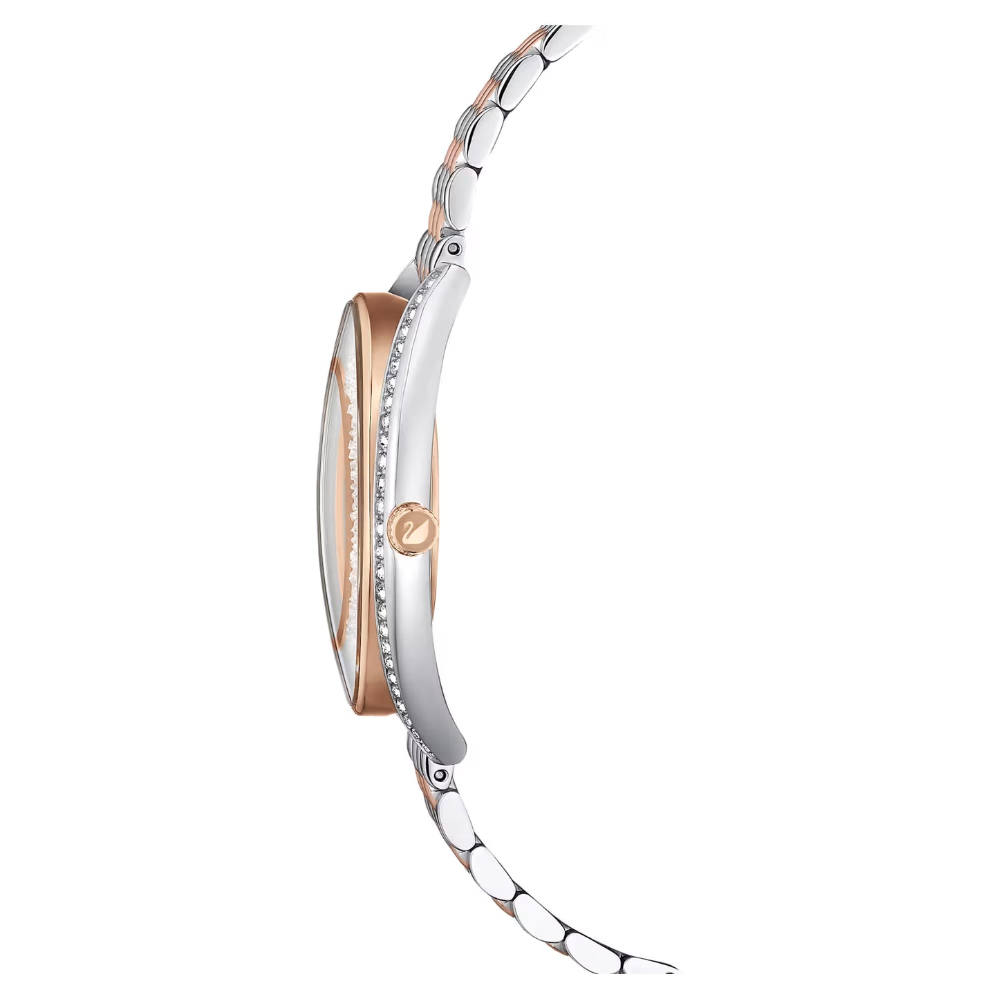 Crystalline aura watch, Swiss Made, Metal bracelet, Rose gold tone, Mixed metal finish