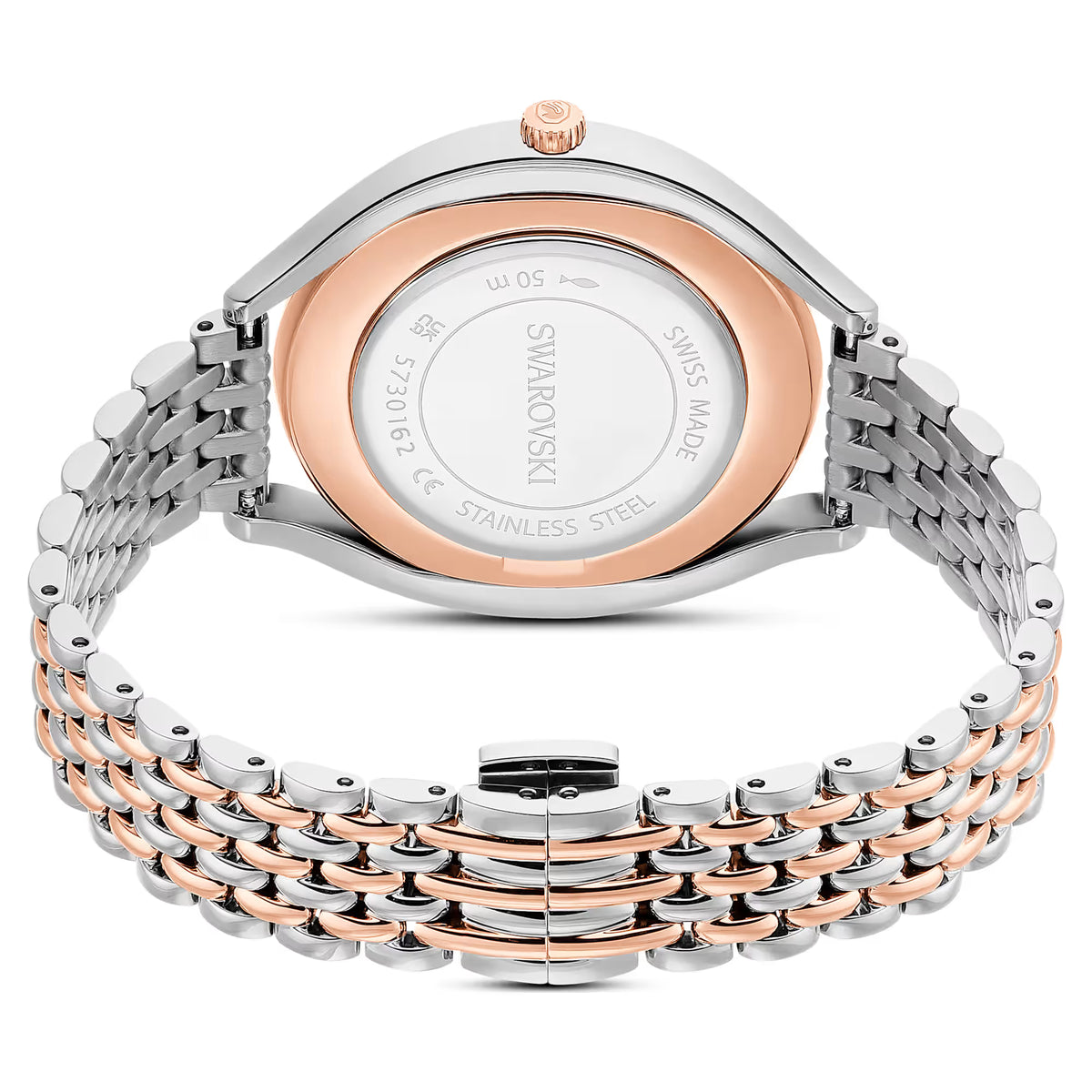 Crystalline aura watch, Swiss Made, Metal bracelet, Rose gold tone, Mixed metal finish