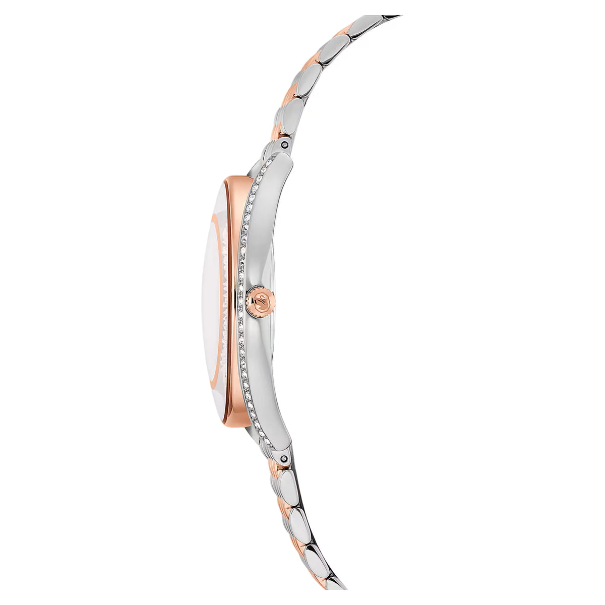 Crystalline aura watch, Swiss Made, Metal bracelet, Rose gold tone, Mixed metal finish