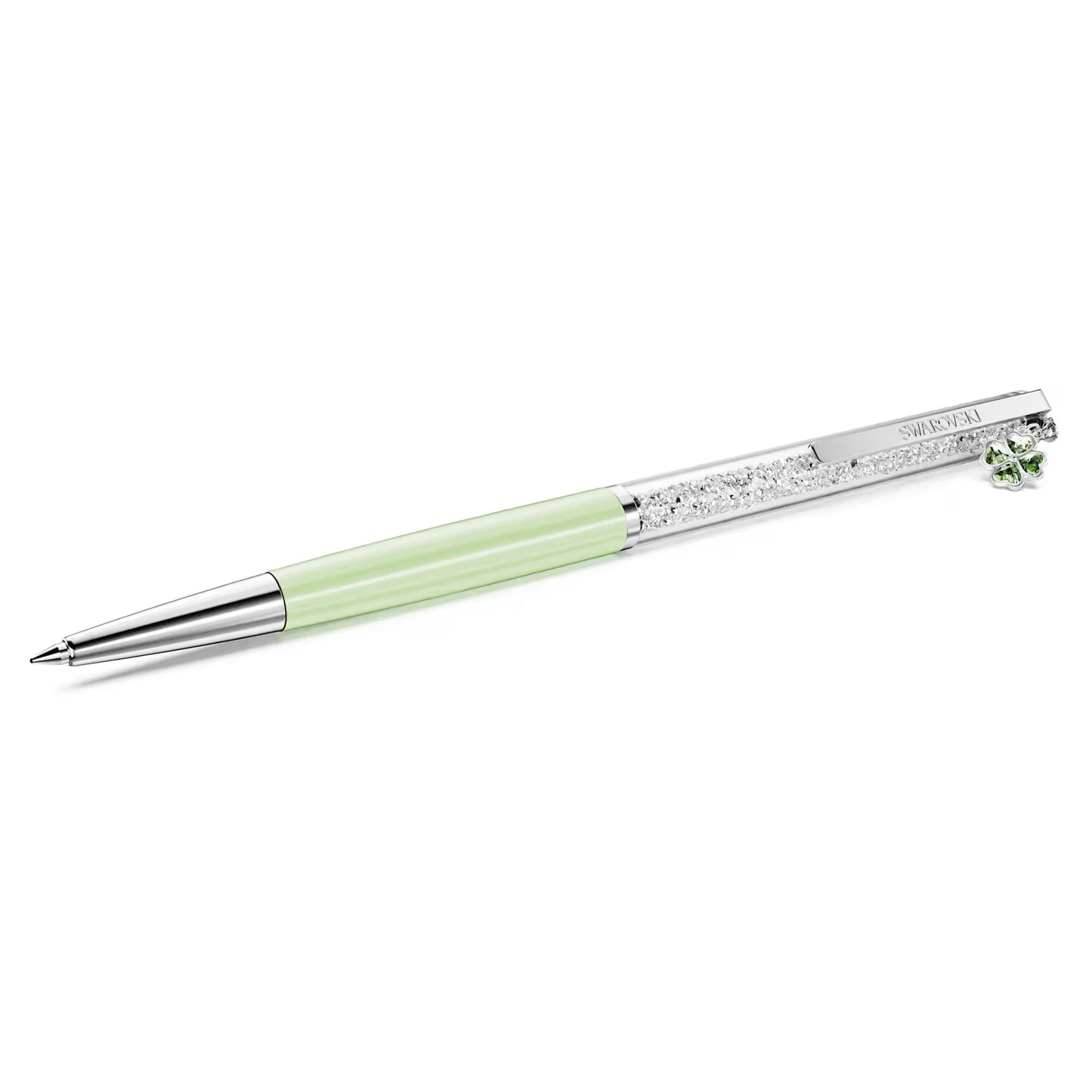 Crystalline ballpoint pen, Clover, Green, Green lacquered, chrome plated