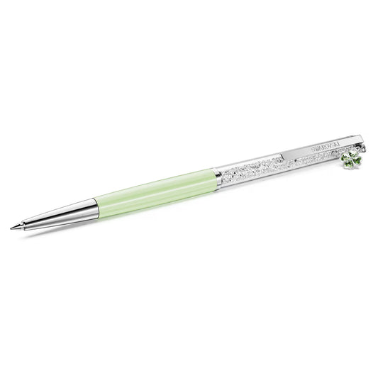Crystalline ballpoint pen, Clover, Green, Green lacquered, chrome plated