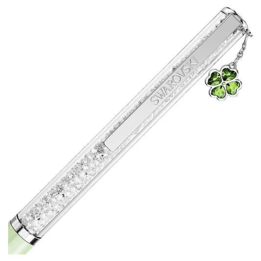 Crystalline ballpoint pen, Clover, Green, Green lacquered, chrome plated