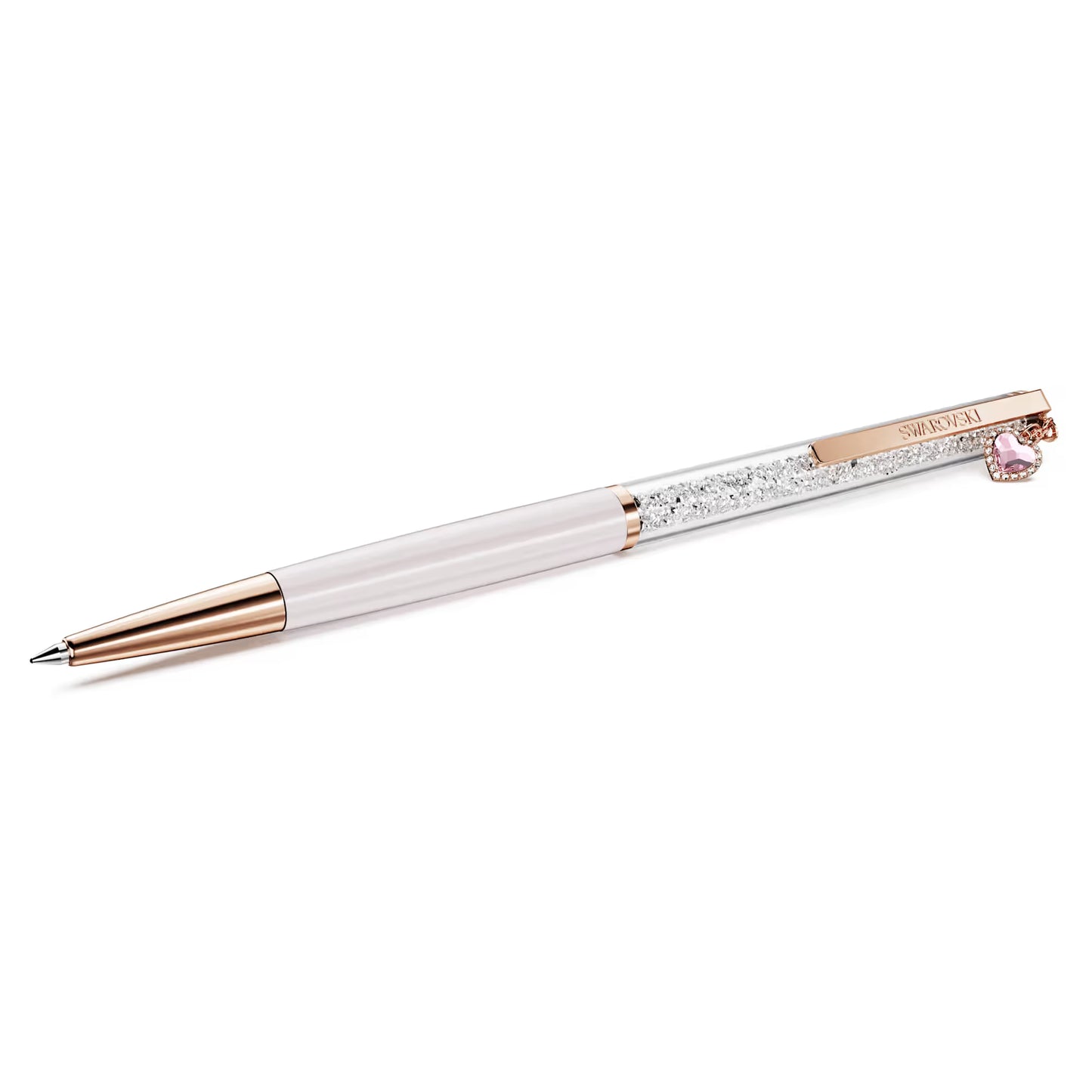 Crystalline ballpoint pen, Heart, Pink, Pink lacquered, Rose gold-tone plated