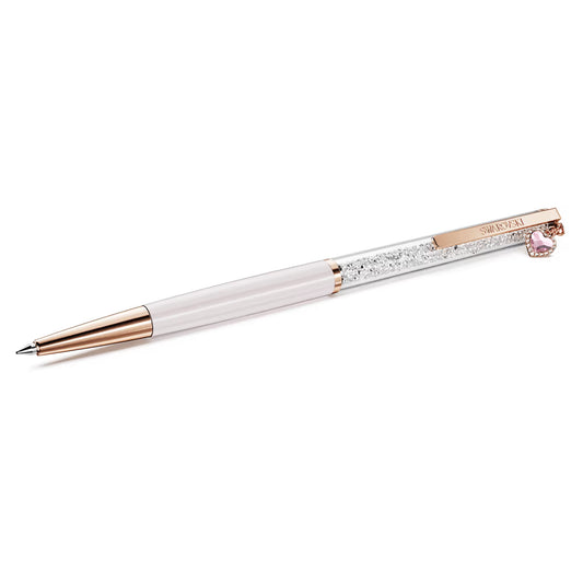 Crystalline ballpoint pen, Heart, Pink, Pink lacquered, Rose gold-tone plated