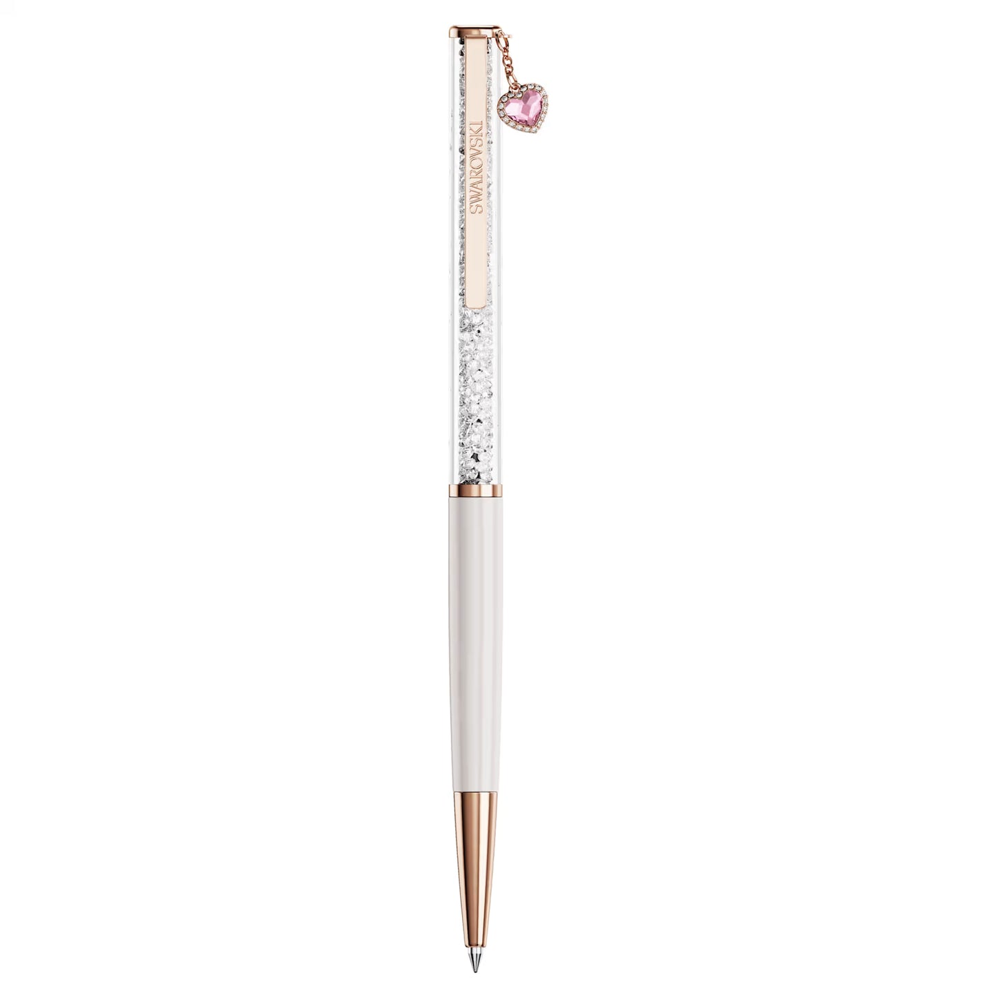 Crystalline ballpoint pen, Heart, Pink, Pink lacquered, Rose gold-tone plated