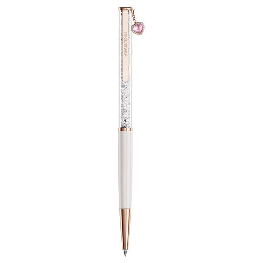 Crystalline ballpoint pen, Heart, Pink, Pink lacquered, Rose gold-tone plated