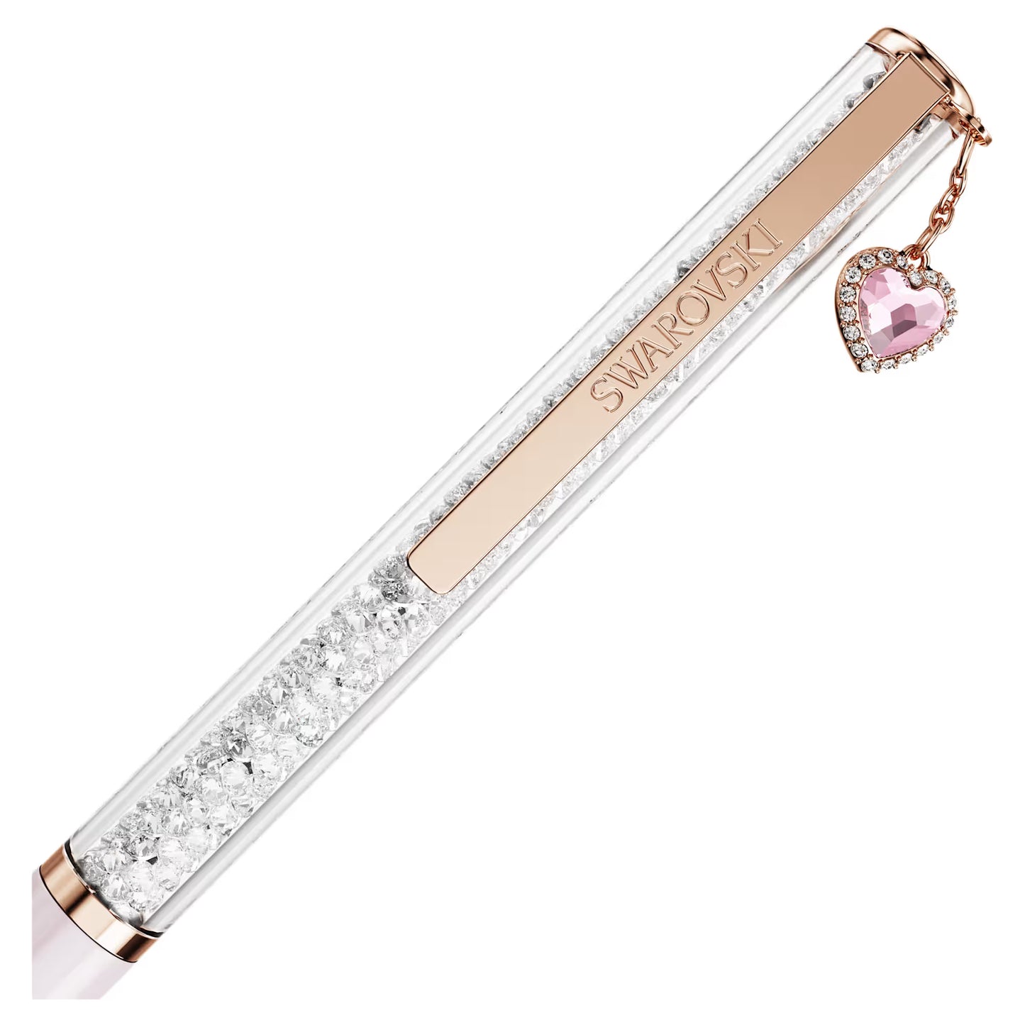 Crystalline ballpoint pen, Heart, Pink, Pink lacquered, Rose gold-tone plated