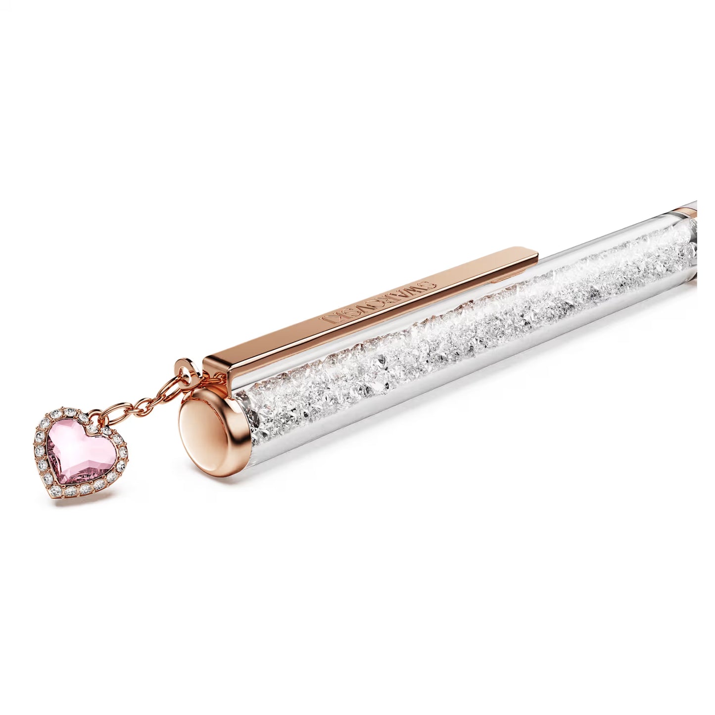 Crystalline ballpoint pen, Heart, Pink, Pink lacquered, Rose gold-tone plated