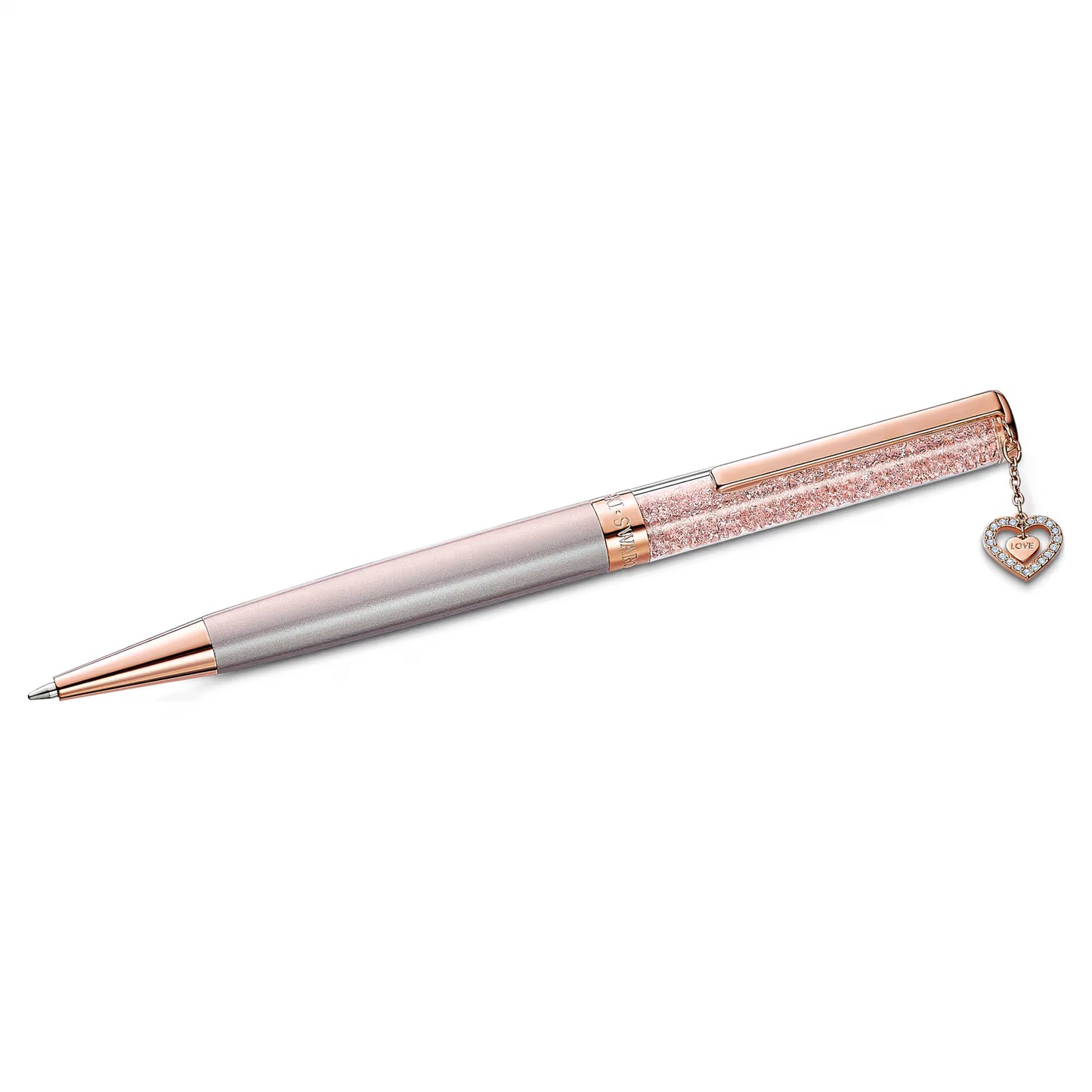 Crystalline ballpoint pen Heart, Rose gold tone, Pink lacquered, rose gold-tone plated